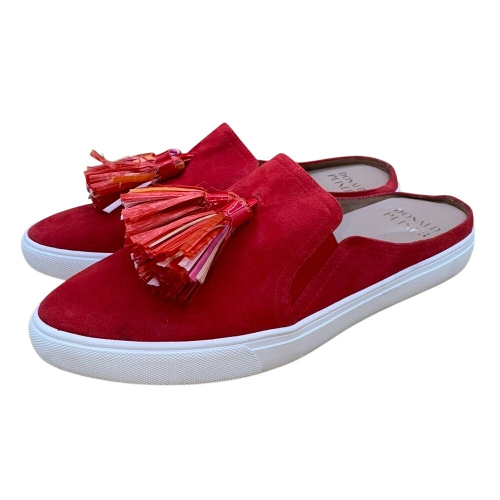 Donald J. Pliner Pauly Red Suede Mules with Tassels,‎ Women's 8, EUC